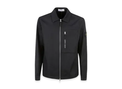 Stone Island 11103 Cotton Nylon Drill Overshirt with Zip Fastening - 24FW "Black"