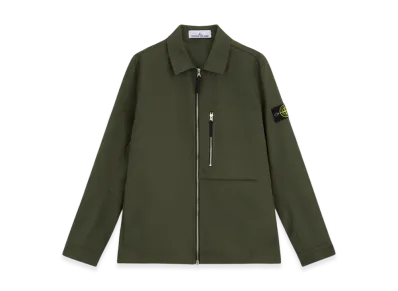 Stone Island 11103 Cotton Nylon Drill Overshirt with Zip Fastening - 24FW "Musk Green"
