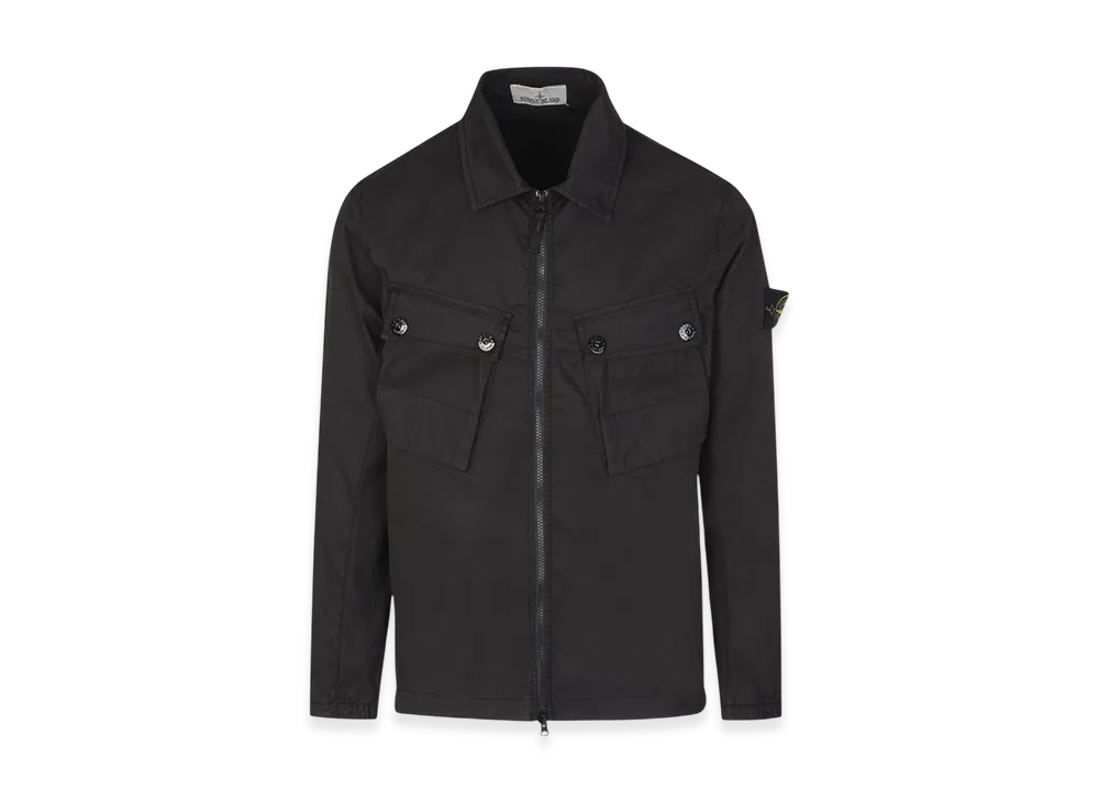 Stone Island 10910 Stretch Cotton Gabardine Garment Dyed Overshirt - 22FW "Black"