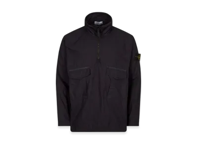 Stone Island 10705 Light Cotton Canvas Garment Dyed Half Zipper Anorak - 23SS "Navy Blue"