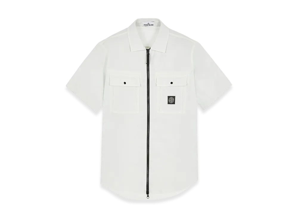 Stone Island 10619 Supima Cotton Twill Short Sleeve Overshirt - 22SS "Ice"