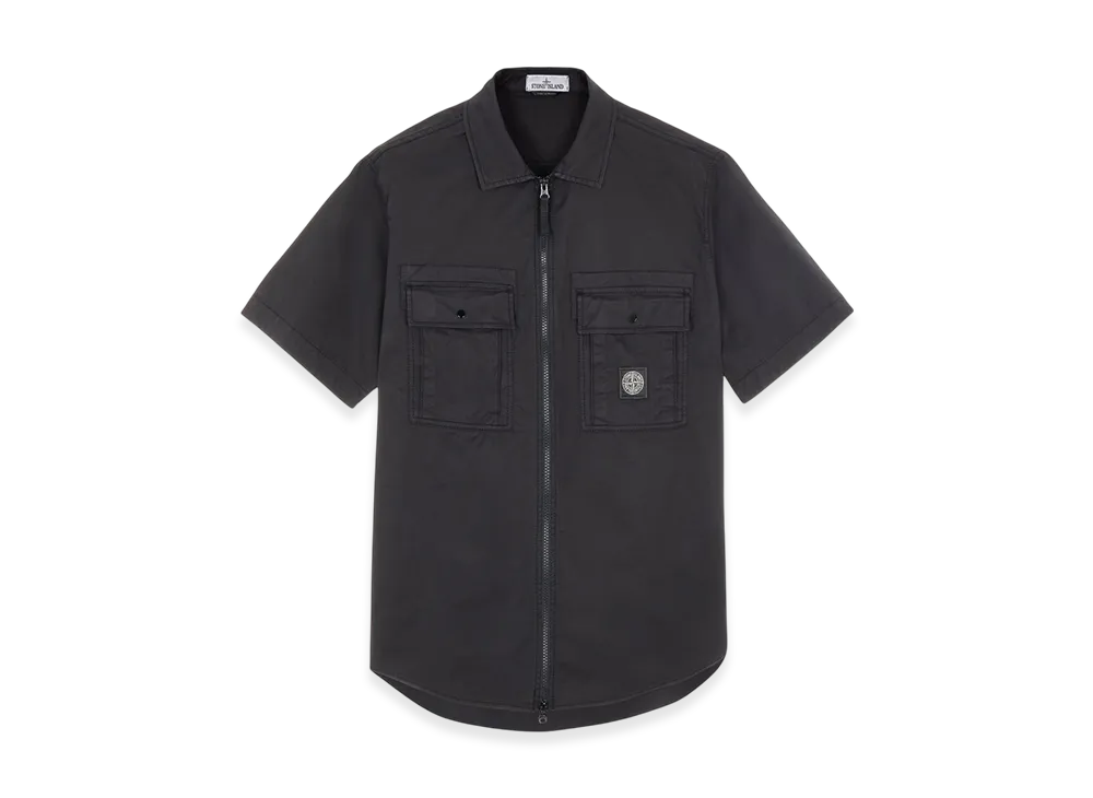 Stone Island 10619 Supima Cotton Twill Short Sleeve Overshirt - 22SS "Black"