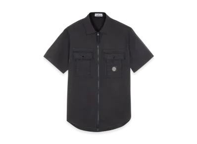 Stone Island 10619 Supima Cotton Twill Short Sleeve Overshirt - 22SS "Black"