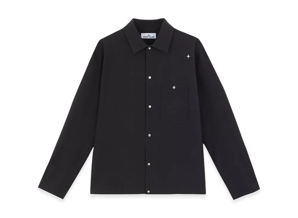 Stone Island 105G6 Bi-Stretch Wool Nylon Oxford Stone Island Stellina Overshirt with Pocket and Snaps - 24FW "Marine Blue"