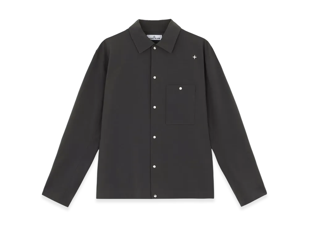Stone Island 105G6 Bi-Stretch Wool Nylon Oxford Stone Island Stellina Overshirt with Pocket and Snaps - 24FW "Lead Grey"