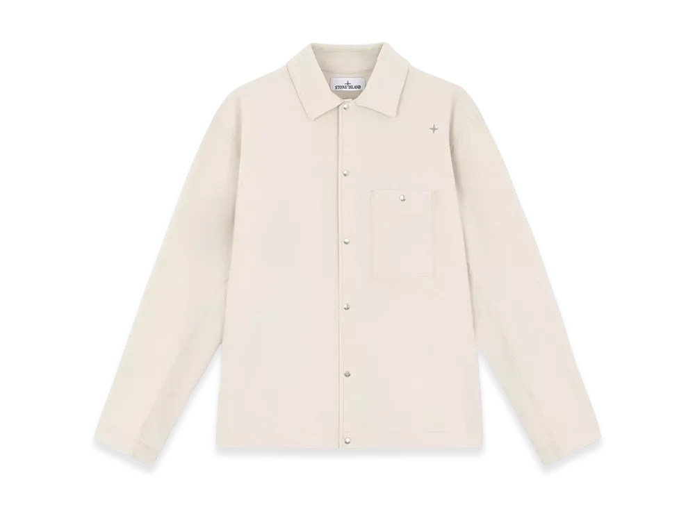 Stone Island 105G6 Bi-Stretch Wool Nylon Oxford Stone Island Stellina Overshirt with Pocket and Snaps - 24FW "Sand"