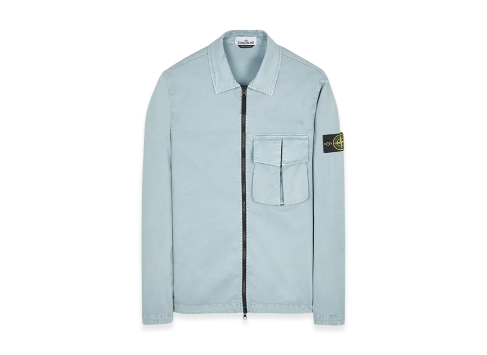 Stone Island 10304 Garment Dyed Stretch Cotton Overshirt - 23SS "Sky Blue"