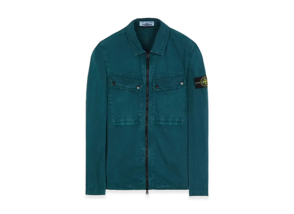Stone Island 102WN Brushed Organic Cotton Overshirt - 23FW "Dark Teal Green"
