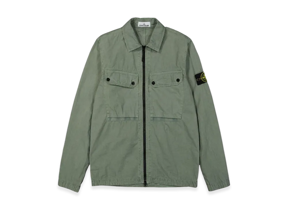 Stone Island 102WN Brushed Organic Cotton Overshirt - 23FW "Sage Green"