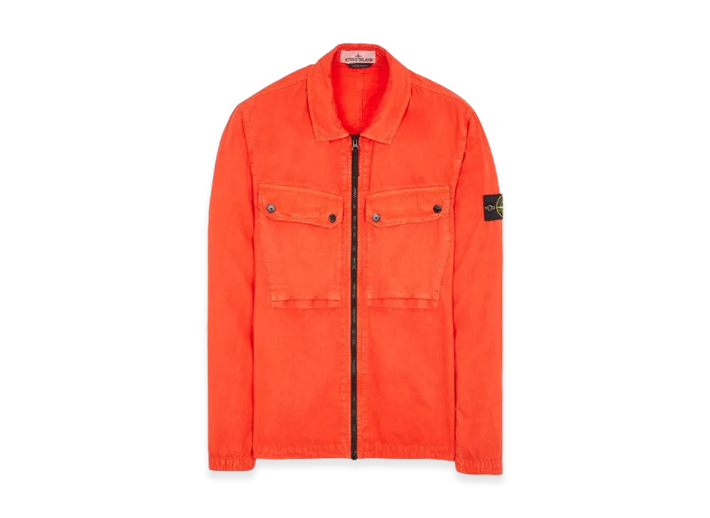 Stone Island 102WN Brushed Organic Cotton Overshirt - 23FW "Lobster Red"