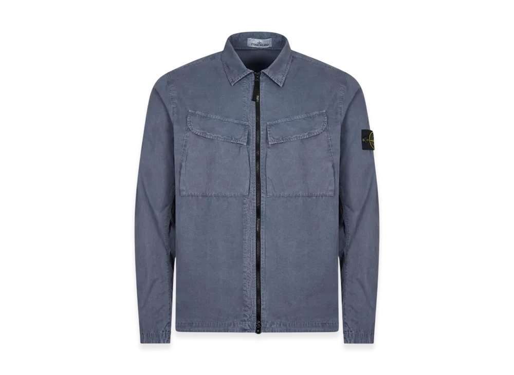 Stone Island 101WN Brushed Cotton Canvas T.CO+OLD Overshirt - 22FW "Avio Blue"