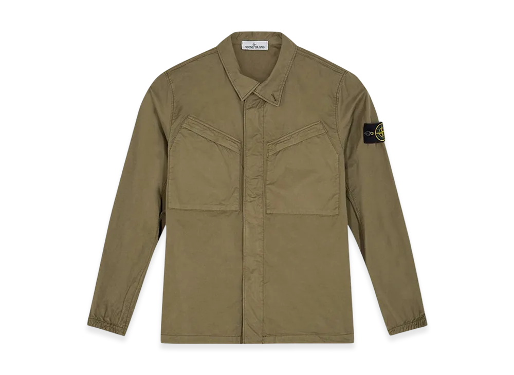 Stone Island 10119 Stretch Cotton Twill Garment Dyed Overshirt - 21SS "Olive Green"