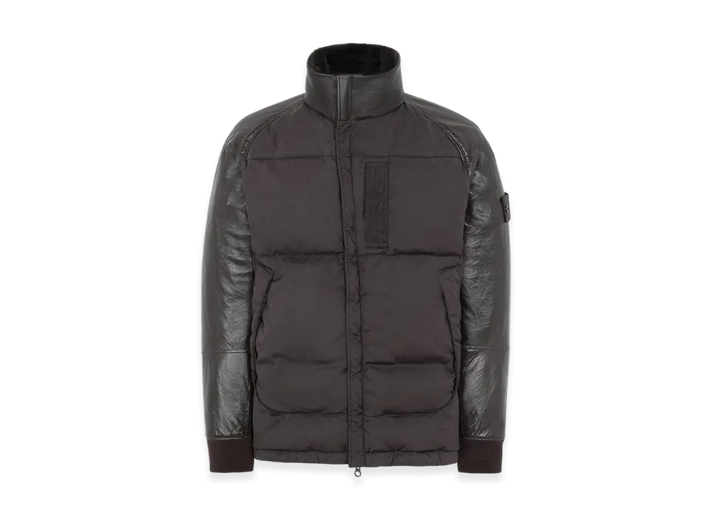 Stone Island 002F3 Ghost Piece Featherweight Leather Stretch Wool Nylon Down Jacket - 20FW "Dark Brown"