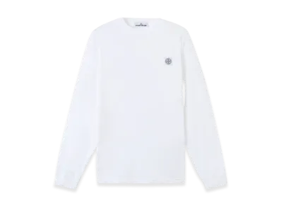 Stone Island 2100030 Organic Cotton Jersey Fissato Effect "White"