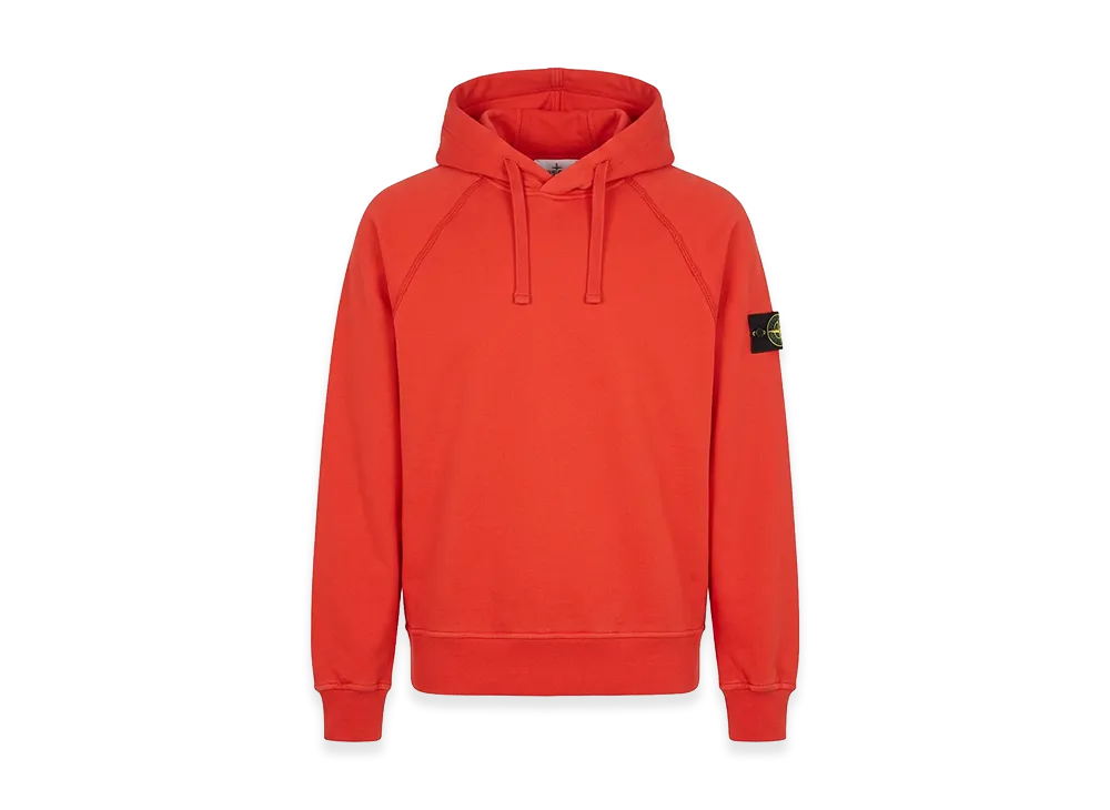Stone Island Sleeve Logo Fleece-Lined Pullover Hoodie "Orange"