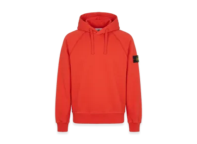 Stone Island Sleeve Logo Fleece-Lined Pullover Hoodie "Orange"