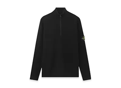 Stone Island Ribbed Cotton Half Zip L/S Pullover "Black"