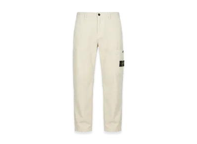 Stone Island Logo Corduroy Flat Front Slacks "White"