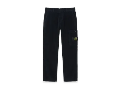 Stone Island Logo Corduroy Flat Front Slacks "Navy"