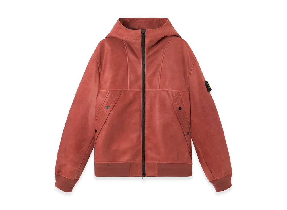 Stone Island 0100004 Textured Leather "Brick Red"