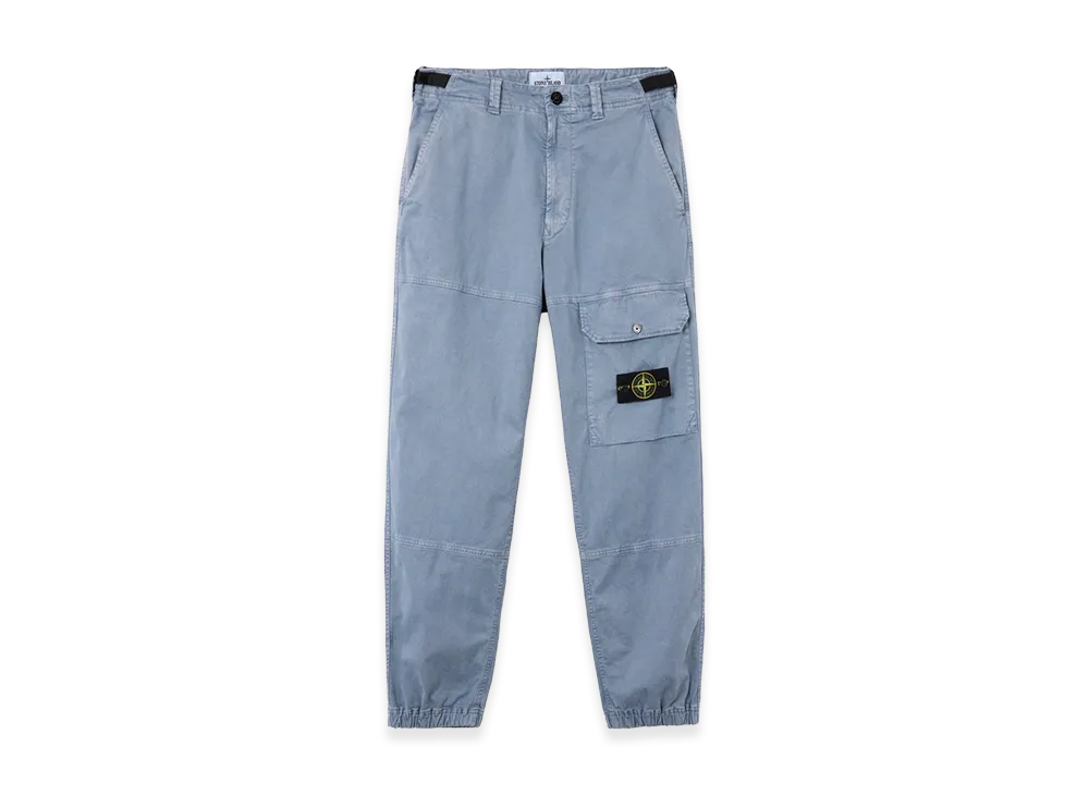 Stone Island 3100010 Organic Cotton Stretch Broken Twill 'Old' Effect "Avio Blue"