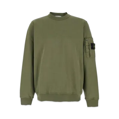 Stone Island Felpa Girocollo Regular Fit Di Media Pesantezza Con Tasca "Green"