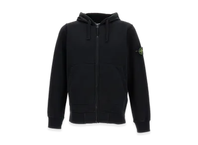 Stone Island French Terry Sleeve Patch L/S Zip-Up Hoodie with Pockets "Black"