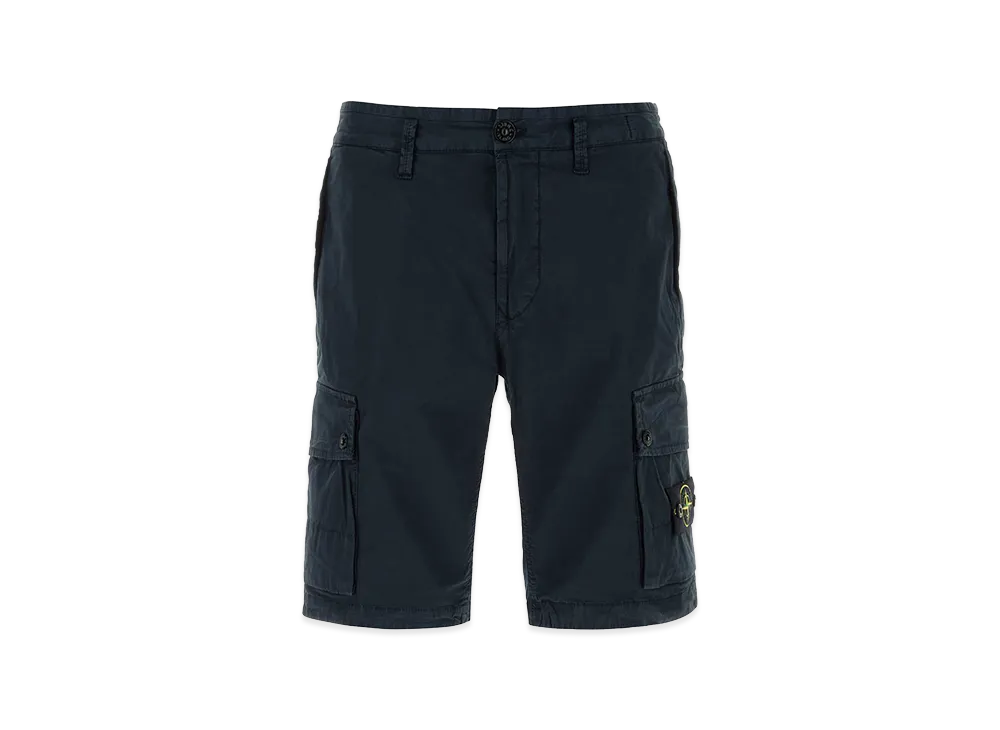 Stone Island Navy Blue Stretch Cotton Bermuda Shorts "Blue"