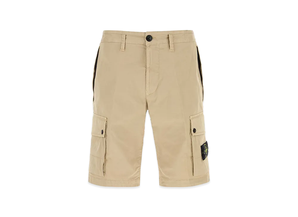 Stone Island Sand Stretch Cotton Bermuda Shorts "Beige/Tan"