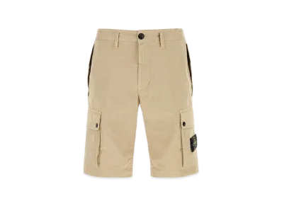 Stone Island Sand Stretch Cotton Bermuda Shorts "Beige/Tan"