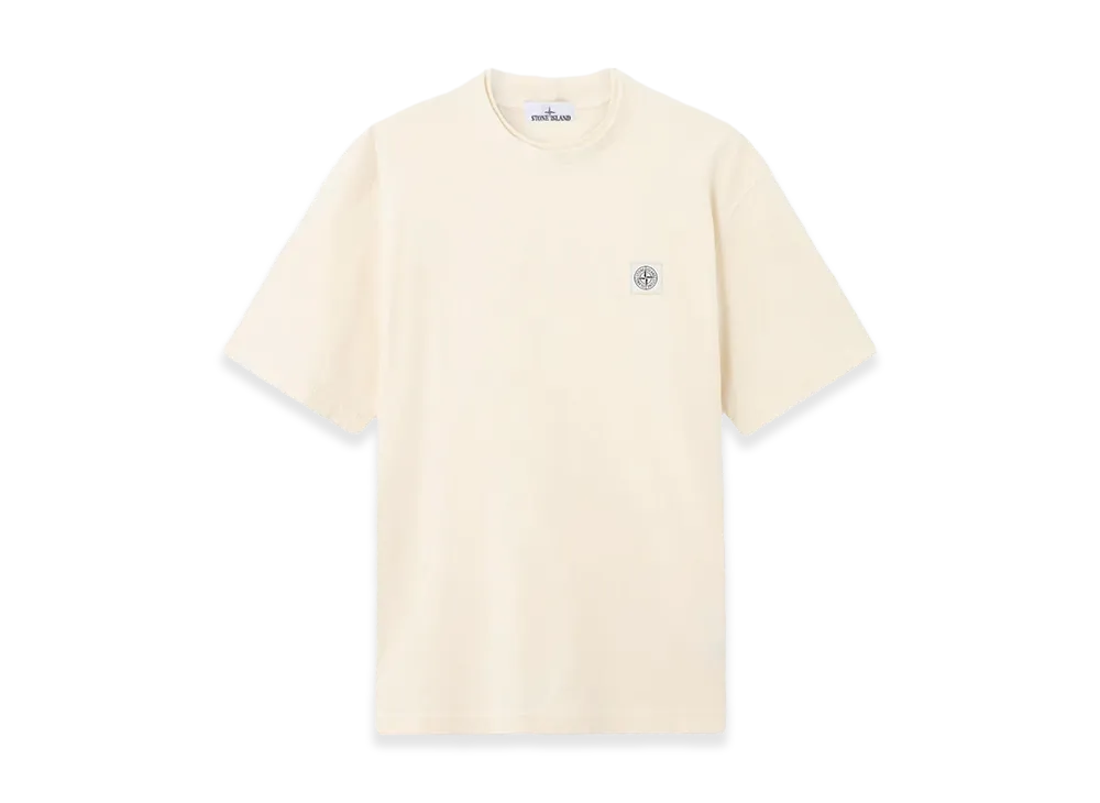 Stone Island Combed Cotton Old Effect T-Shirt With Compass Patch "White"