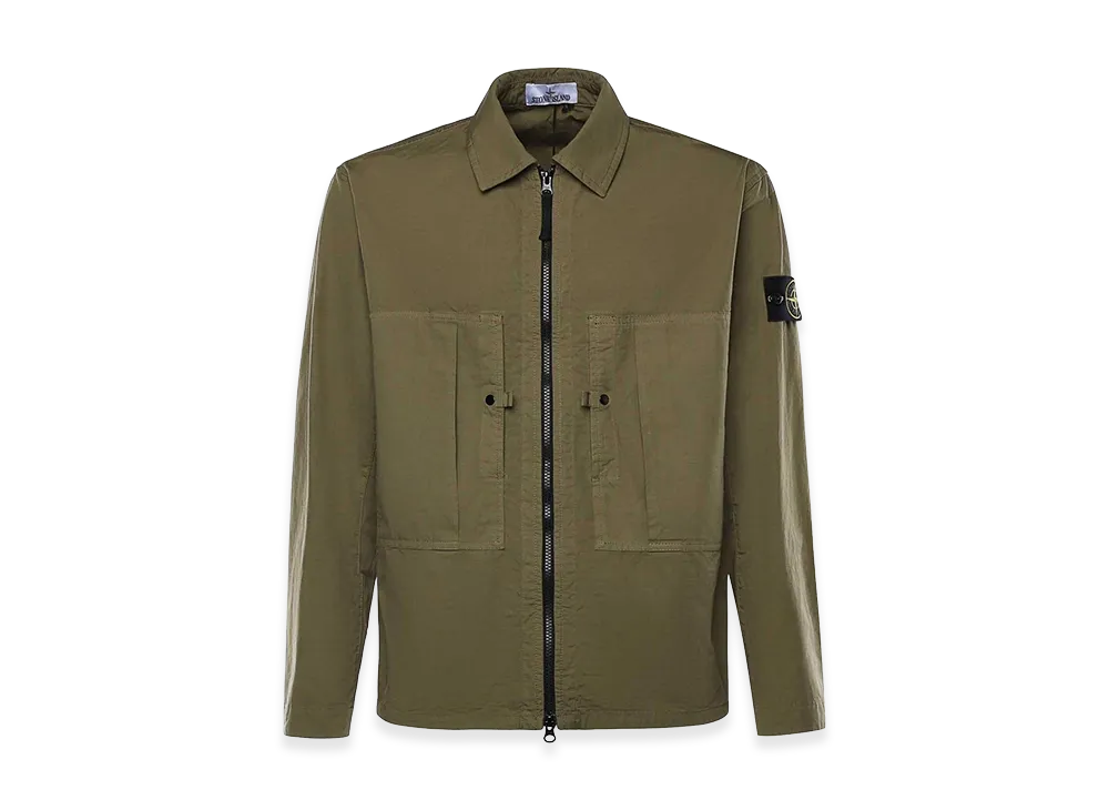 Stone Island Cotton Overshirt With Logo "Green"