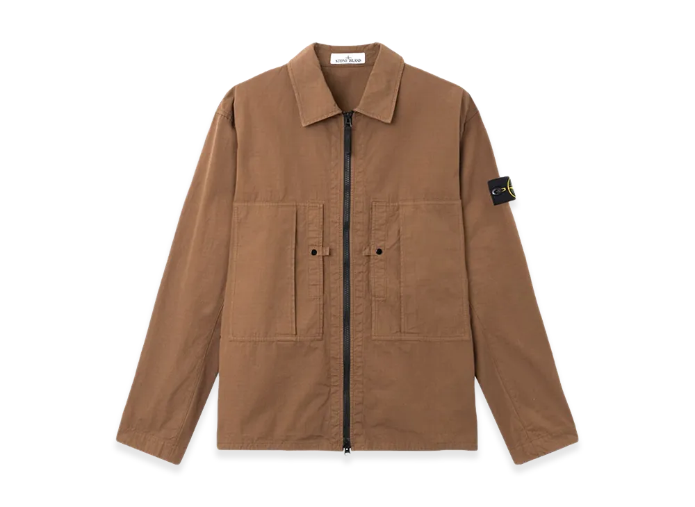 Stone Island Cotton Overshirt With Logo "Brown"