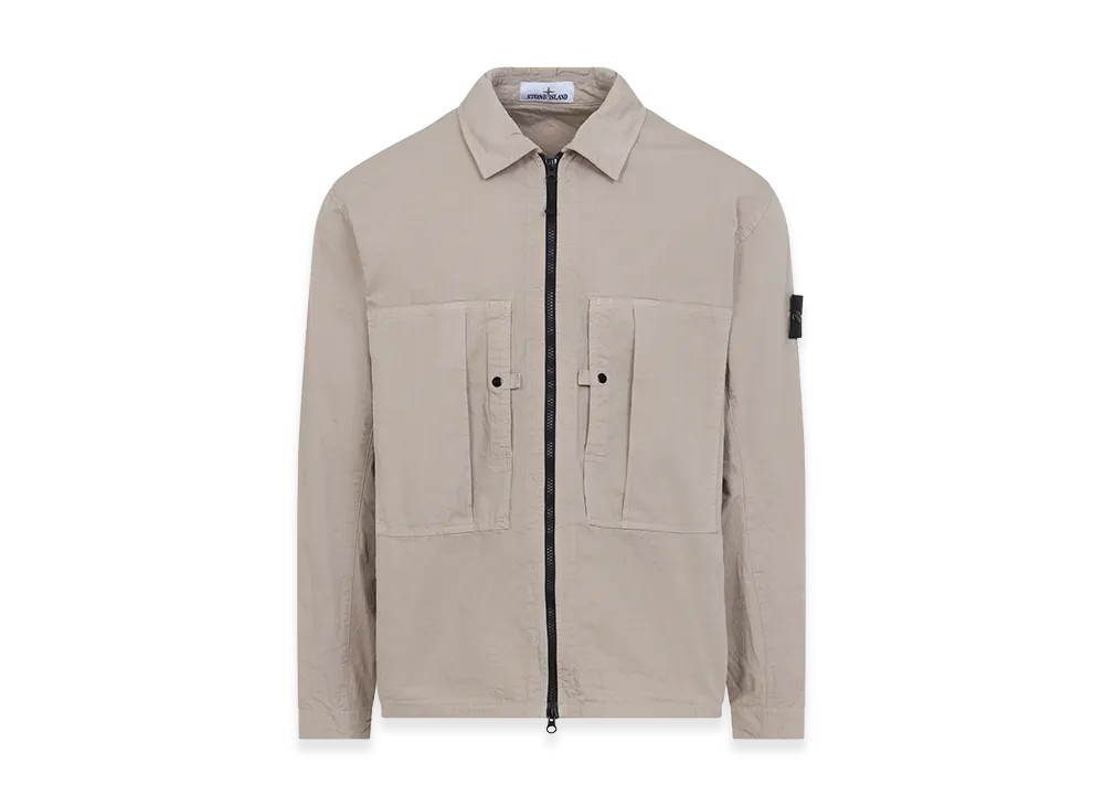 Stone Island Cotton Overshirt With Logo "Beige"