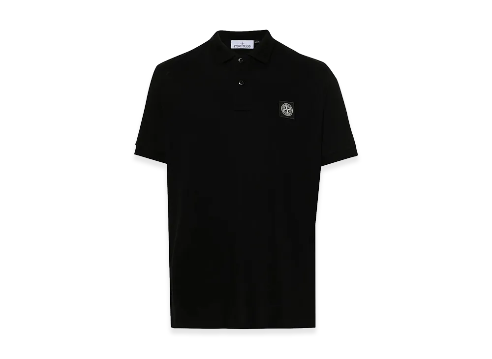 Stone Island Slim Fit Cotton Pique Polo Shirt "Black"