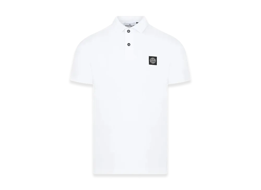 Stone Island Slim Fit Cotton Pique Polo Shirt "White"