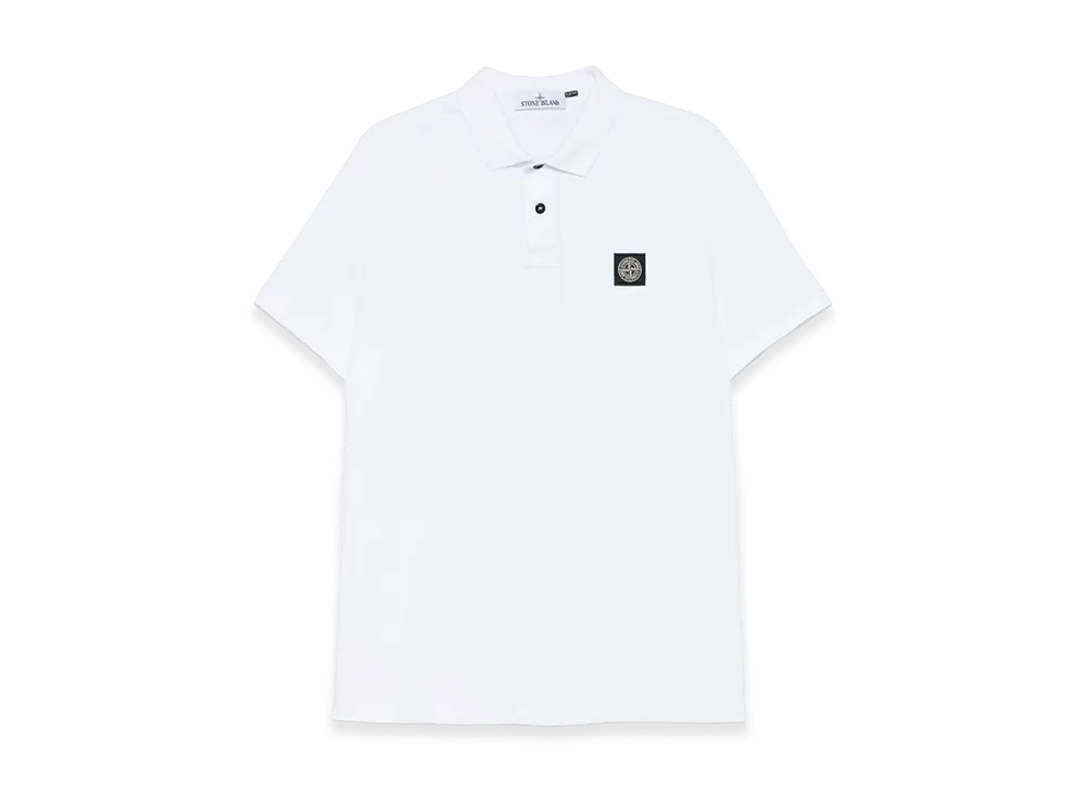 Stone Island Slim Fit Stretch Cotton Pique Polo Shirt "White"