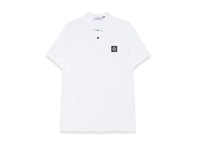 Stone Island Slim Fit Stretch Cotton Pique Polo Shirt "White"