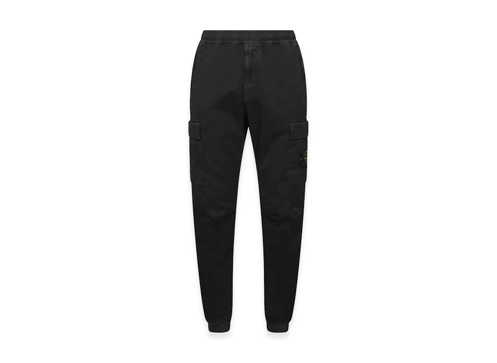 Stone Island Tapered Fit Cotton Cargo Pants With Elasticated Waistband "Black"