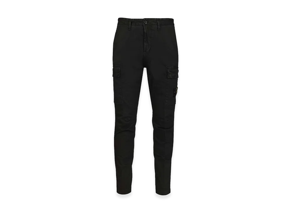 Stone Island Cargo Trousers In Broken Cotton Twill "Black"
