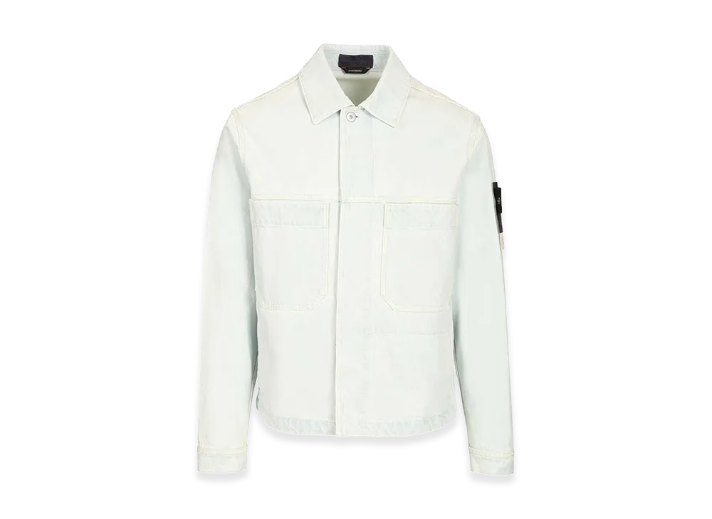 Stone Island Coach Jacket In Ultra Bleached Denim "LightBlue"