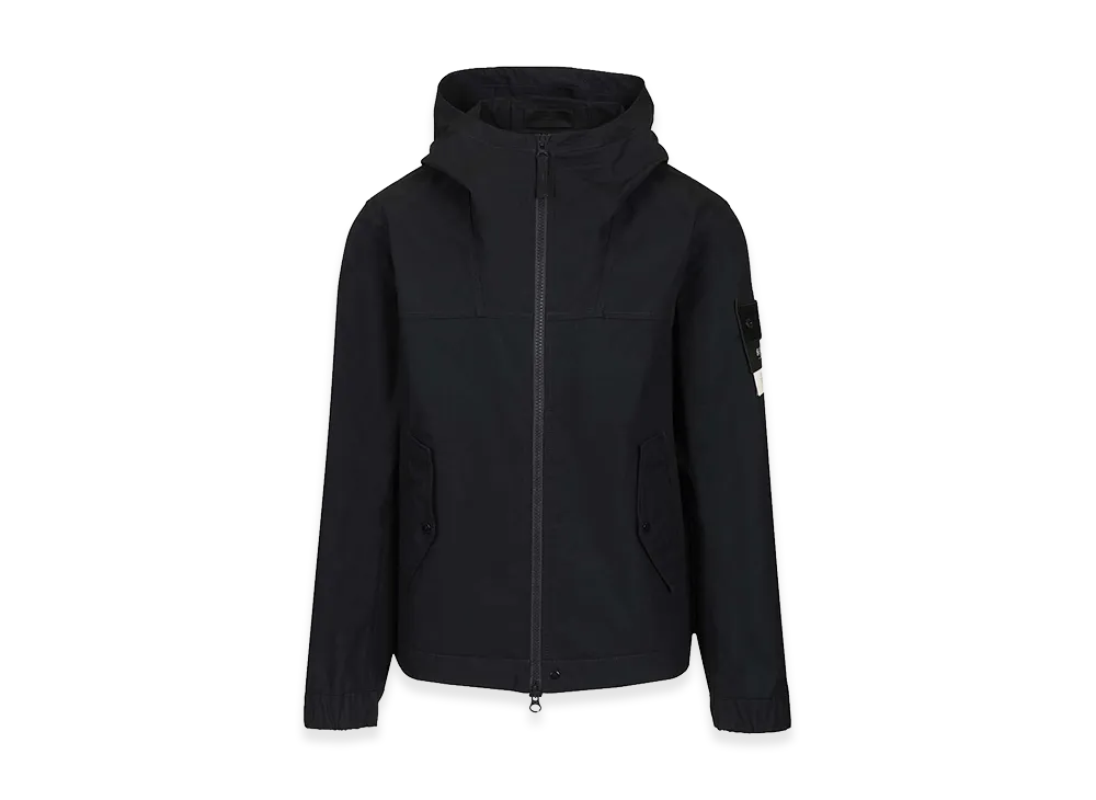 Stone Island Hooded Jacket In Stretch Organic Cotton Twill "Blue"