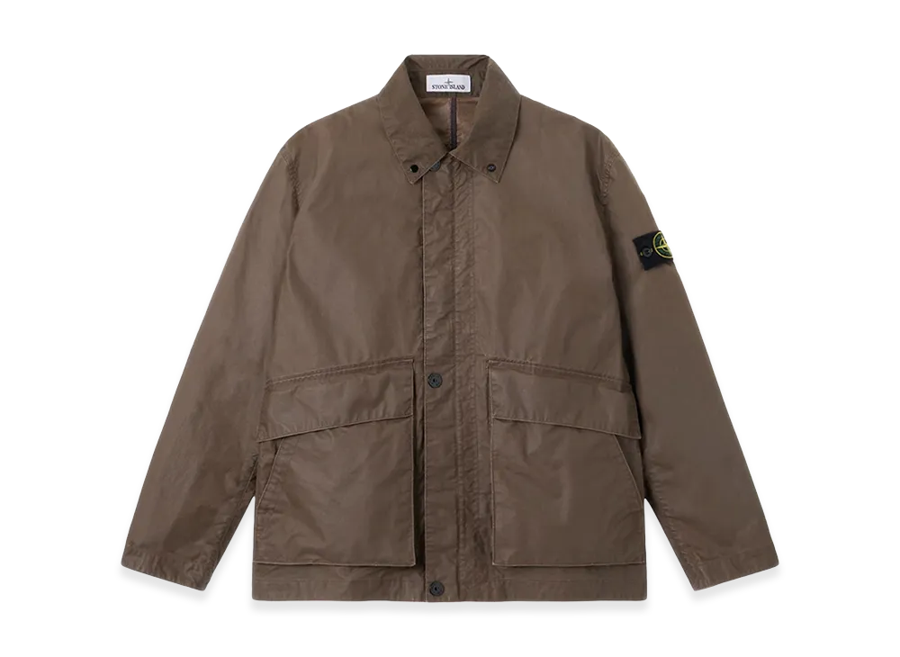 Stone Island Waxed Pigment Cotton Tela Coach Jacket "Brown"