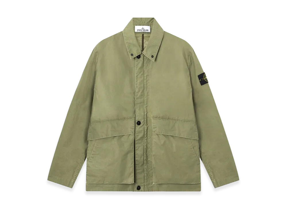 Stone Island Waxed Pigment Cotton Tela Coach Jacket "Green"