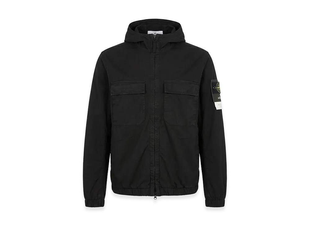 Stone Island Hooded Jacket In Stretch Organic Cotton Twill "Black"