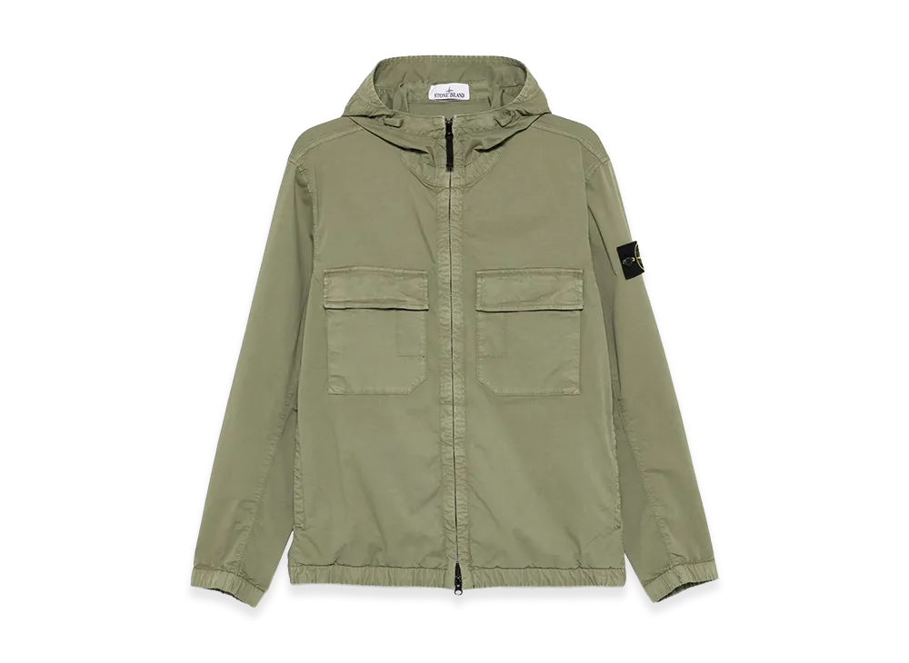 Stone Island Hooded Jacket In Stretch Organic Cotton Twill "Green"