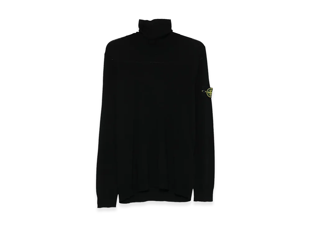 Stone Island Ribbed Wool Turtleneck Sweater "Black"