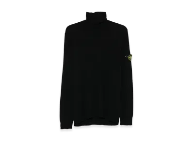 Stone Island Ribbed Wool Turtleneck Sweater "Black"