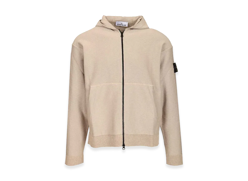 Stone Island Panama Organic Cotton Zip-Up Hooded Jacket "Beige"