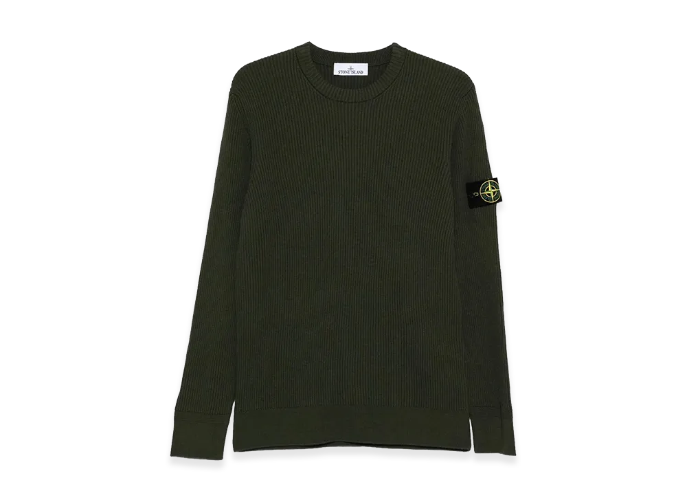 Stone Island Knit Crewneck Sweater In Full Rib RWS Wool "Green"